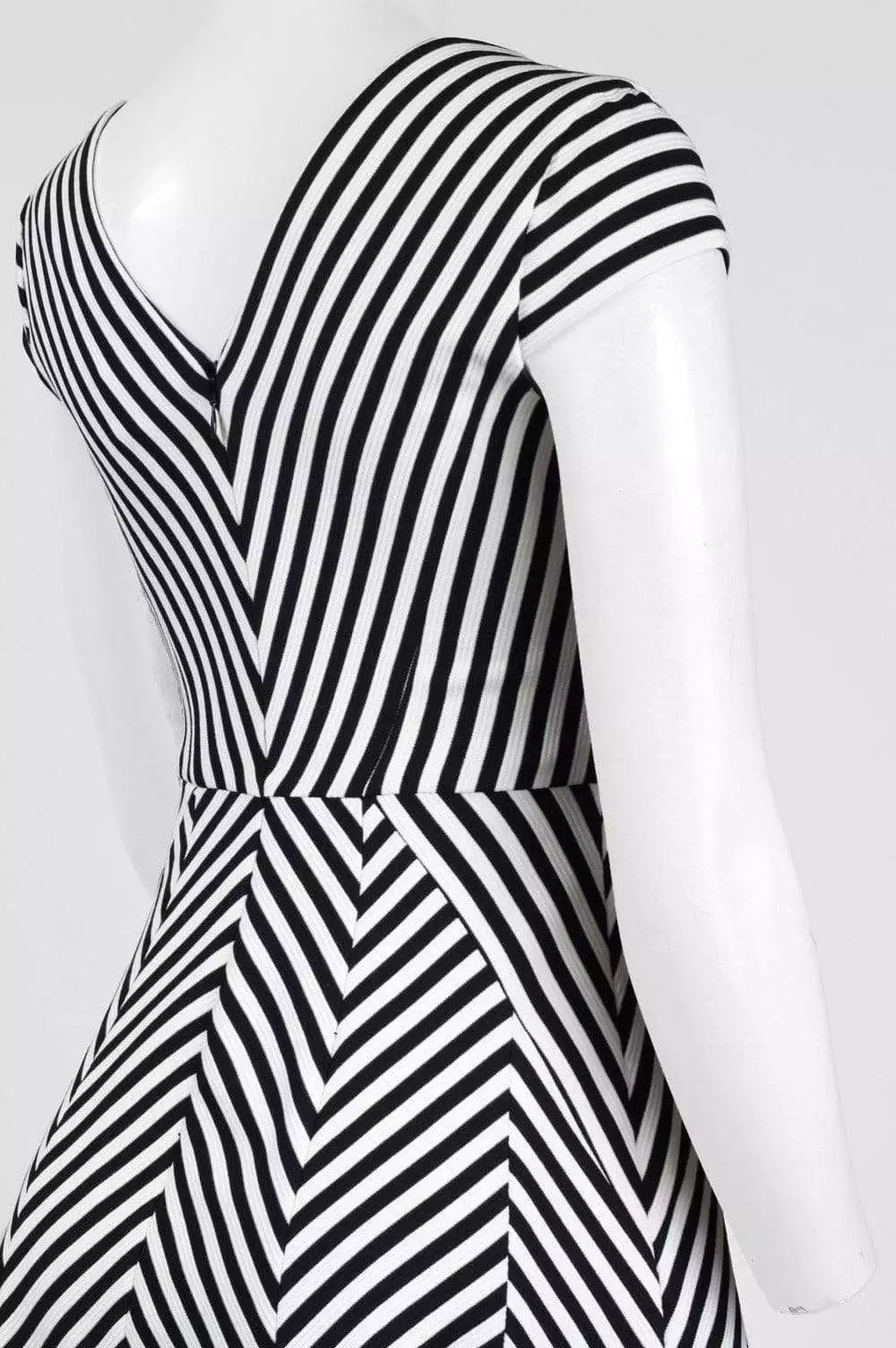 Adrianna Papell - AP1D100624 Striped V-Neck A-Line Short Dress