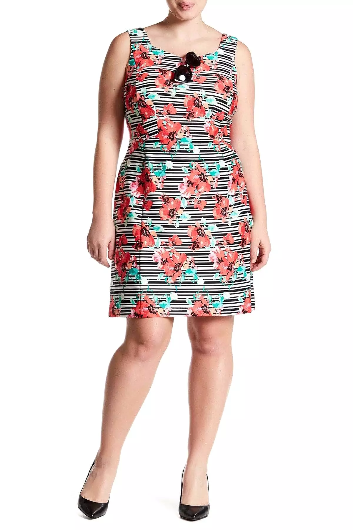 Adrianna Papell - AP1D100873 Floral Striped Sheath Cocktail Dress