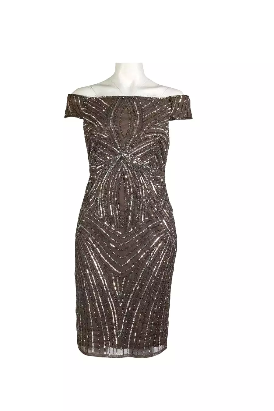 Adrianna Papell - AP1E201100 Sequined Off-Shoulder Sheath Dress