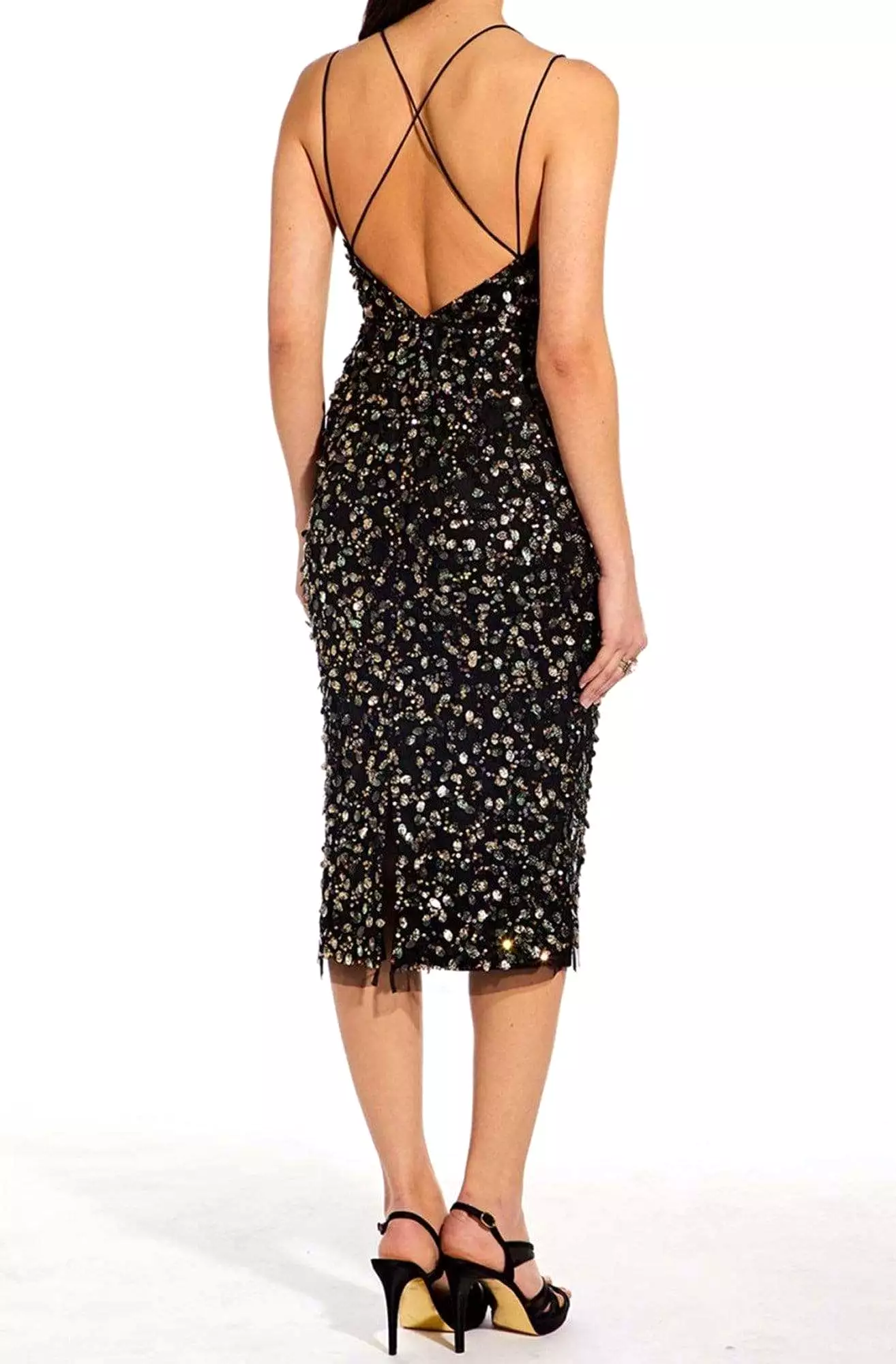 Adrianna Papell - AP1E205373 Embellished V-neck Fitted Dress