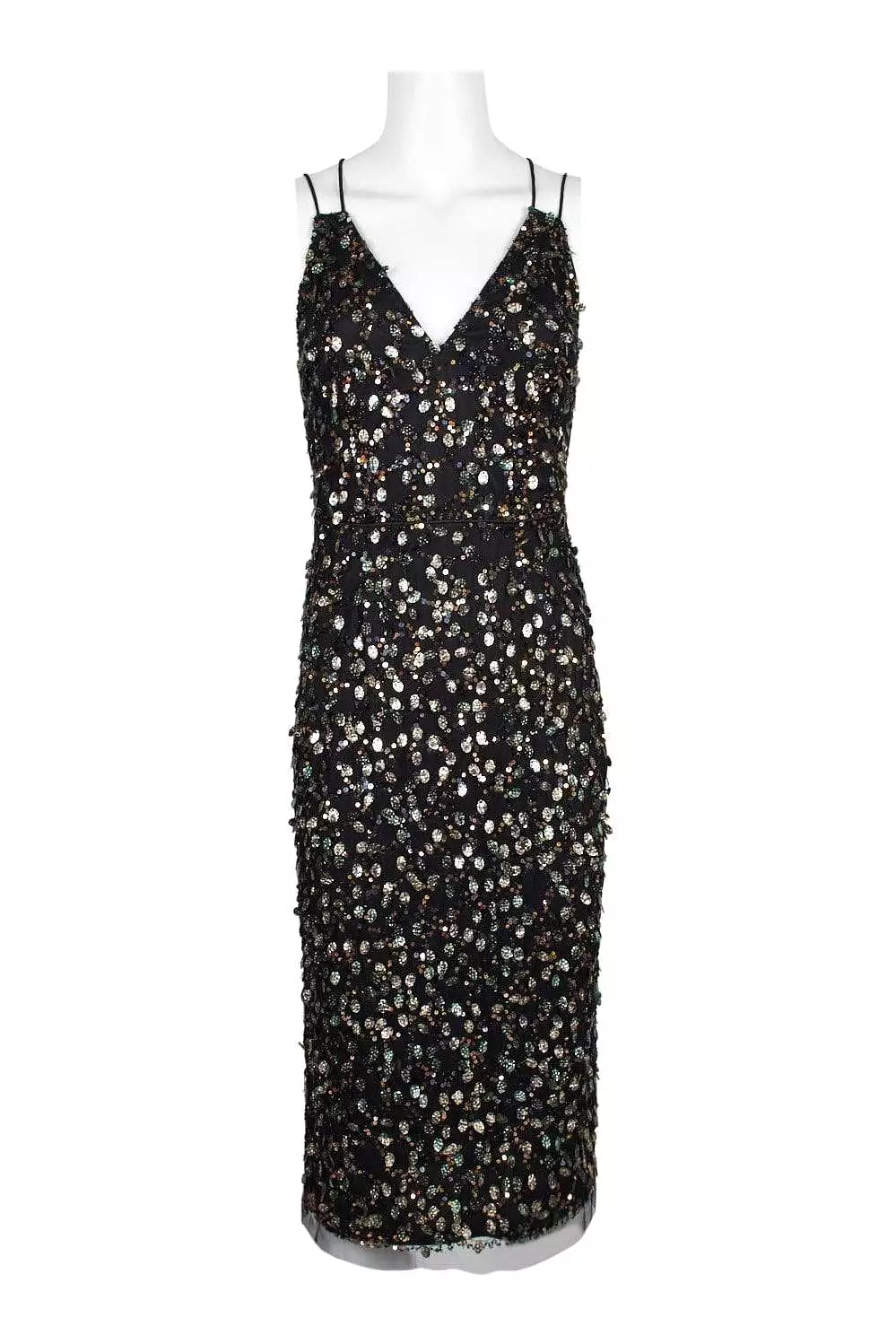 Adrianna Papell - AP1E205373 Embellished V-neck Fitted Dress