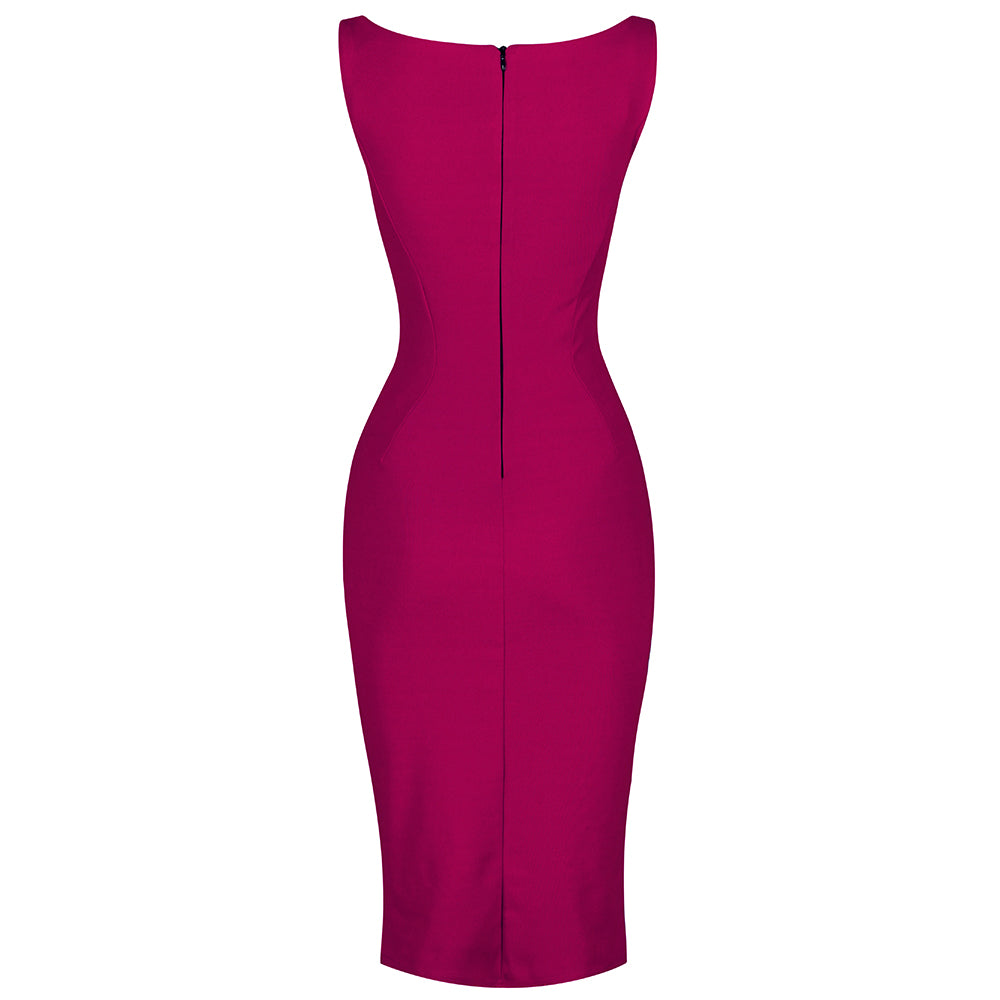 Amaranth 40s Bodycon Sleeveless Hollywood Wiggle Dress