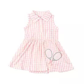 Angel Dear Tank Bodysuit Dress - Mini Pink Gingham Tennis