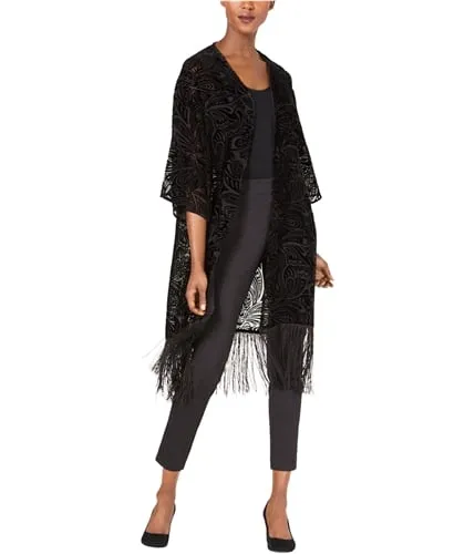 Anne Klein Womens Fringed Shawl Sweater