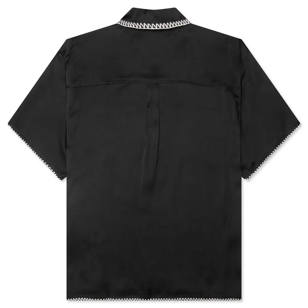 B-Summer Blanket Stitch Woven Shirt - Black