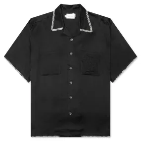 B-Summer Blanket Stitch Woven Shirt - Black