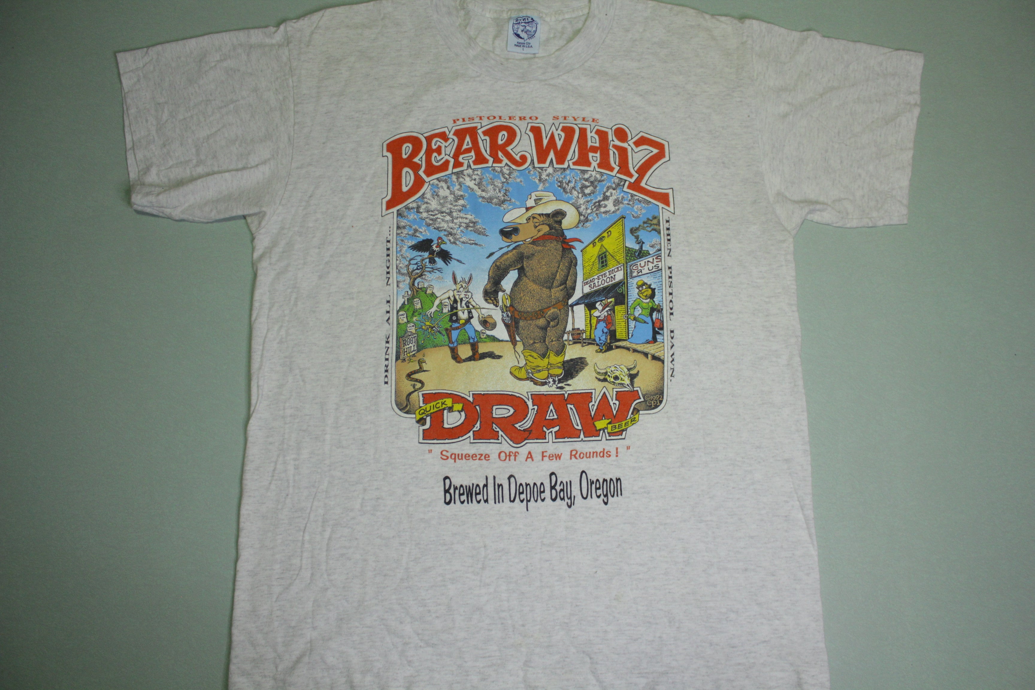 Bear Whiz Quick Draw Beer Vintage 1992 Funny Humor 90's Made in USA T-Shirt