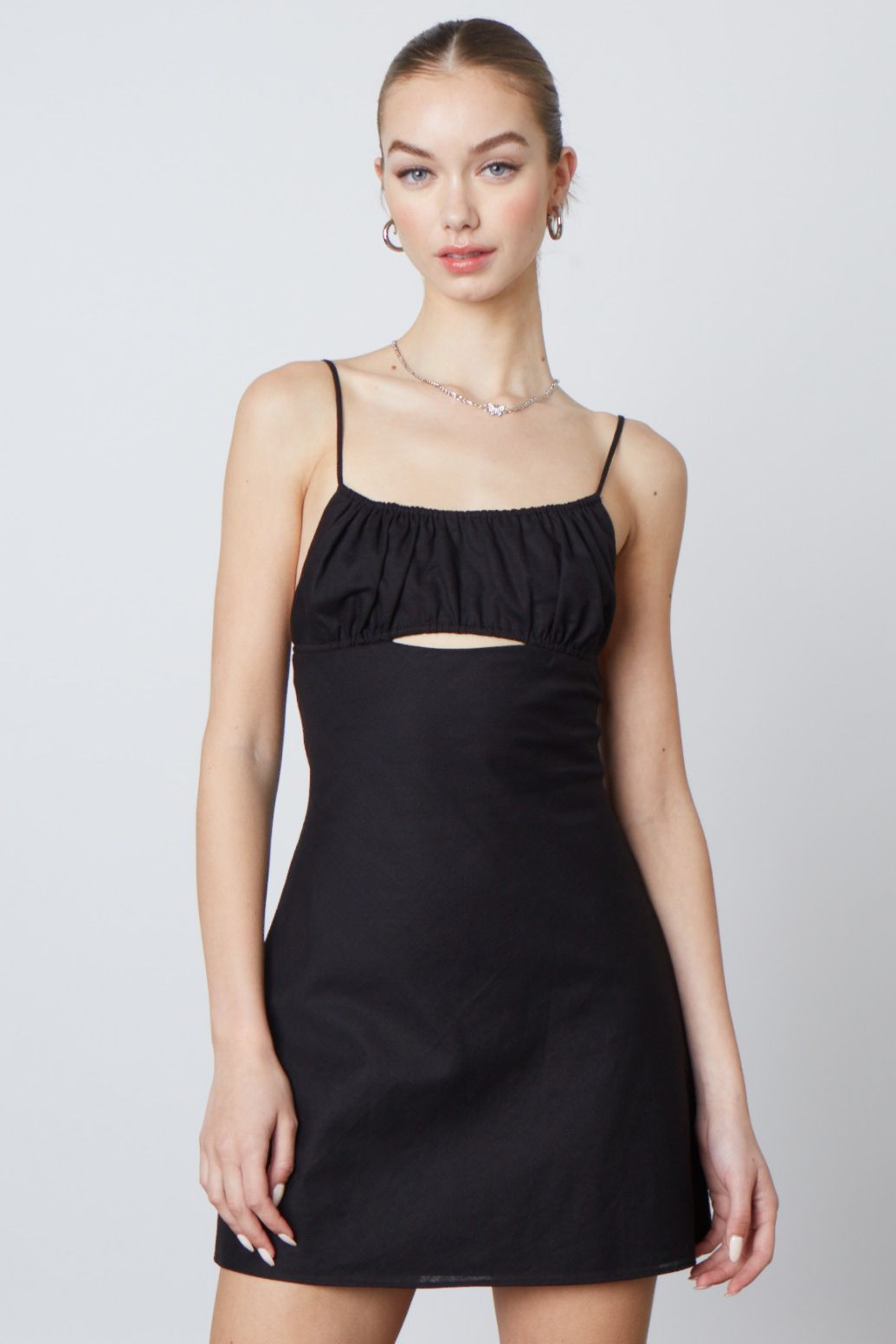 Black Cutout Linen Dress