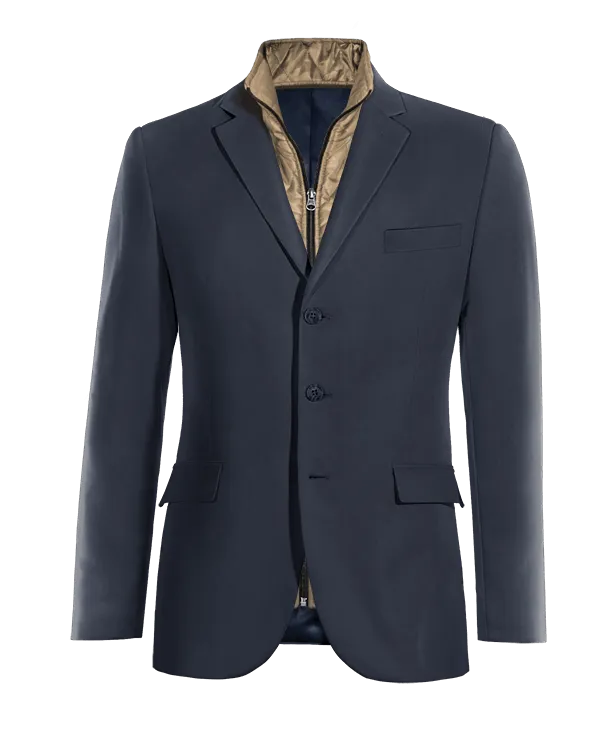  Blazer azul marino de entretiempo de 3 botones con pieza gilet