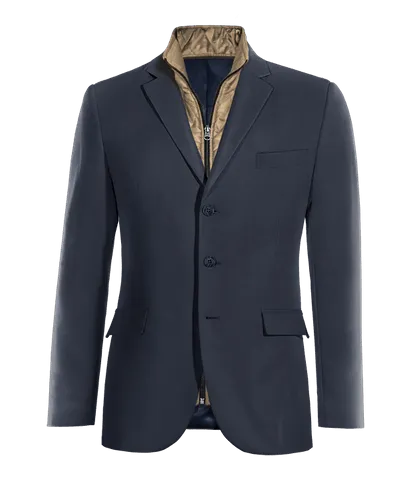  Blazer azul marino de entretiempo de 3 botones con pieza gilet