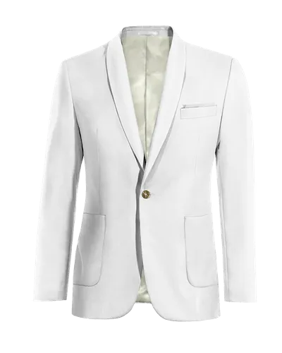  Blazer blanco nieve de lino solapa redonda esencial de 1 botón