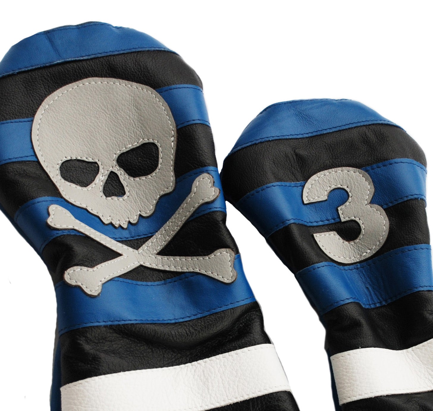 Blue Rugby Stripe with Skull & Bones Pair of Headcovers