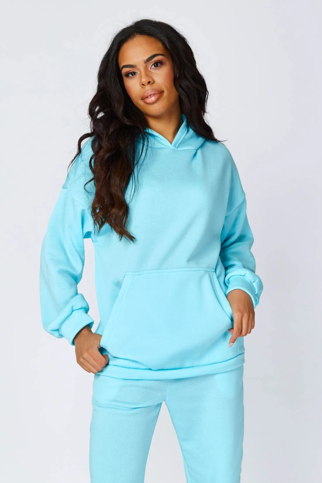 BLUE Oversized hoodie and cuffed joggers set