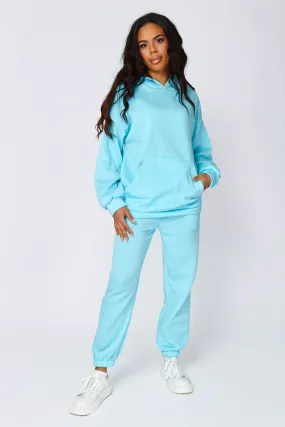 BLUE Oversized hoodie and cuffed joggers set