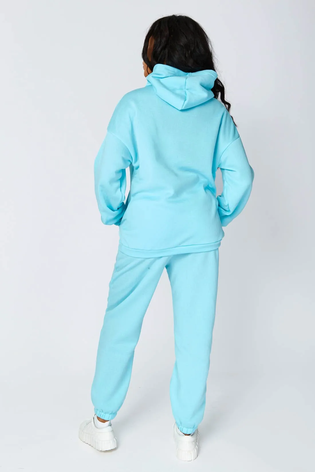 BLUE Oversized hoodie and cuffed joggers set