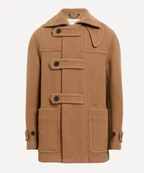 Camel Wool-Blend Tab Collar Jacket