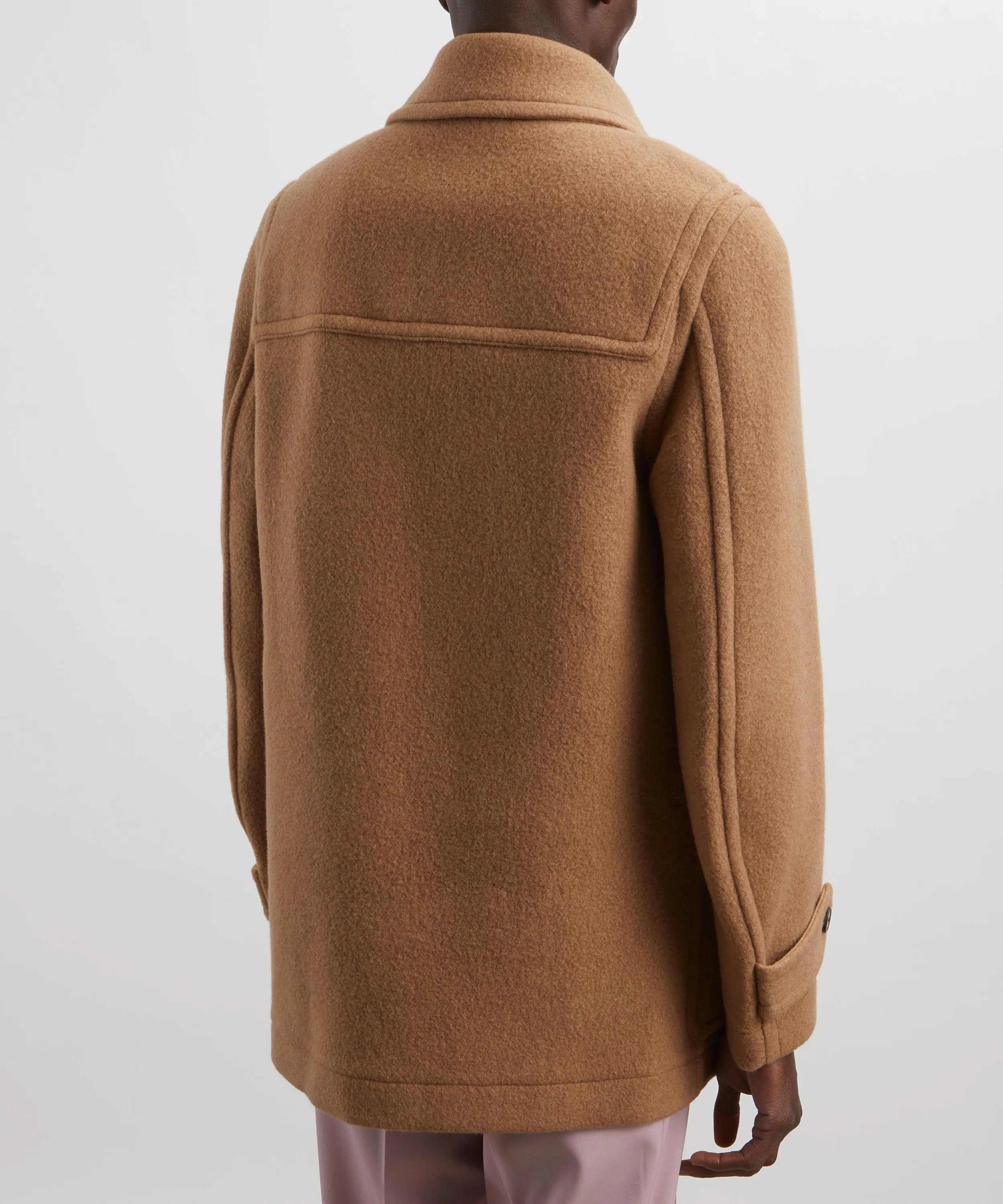 Camel Wool-Blend Tab Collar Jacket