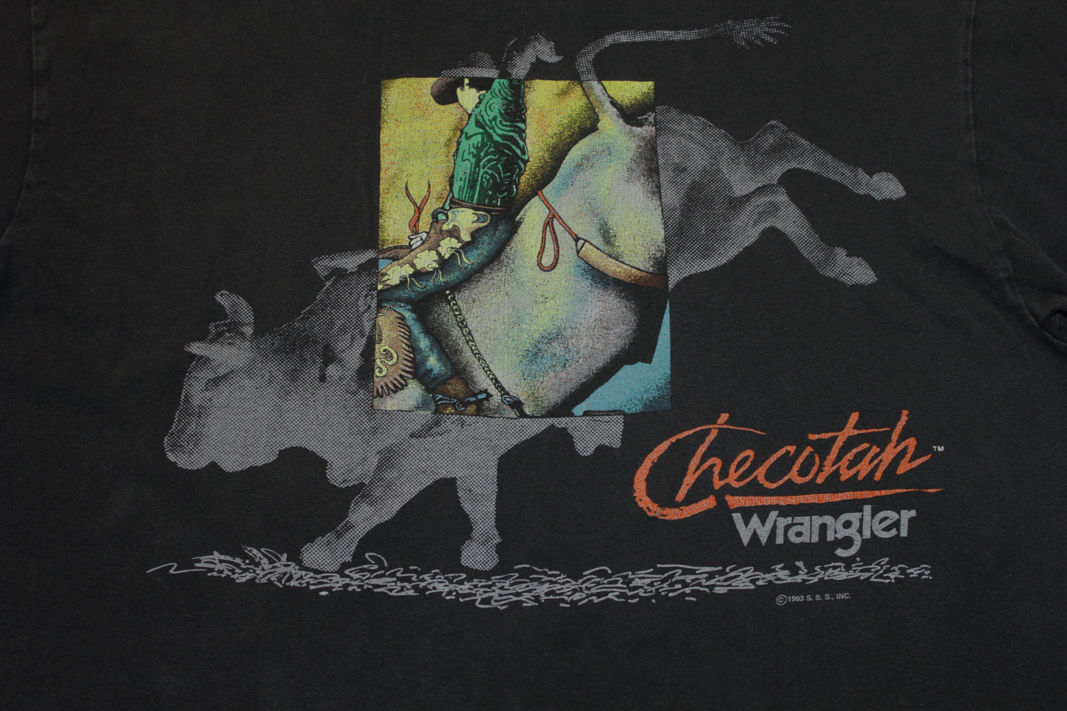 Checotah Wrangler 1993 Bull Riding Rodeo Vintage 90s Single Stitch T-Shirt