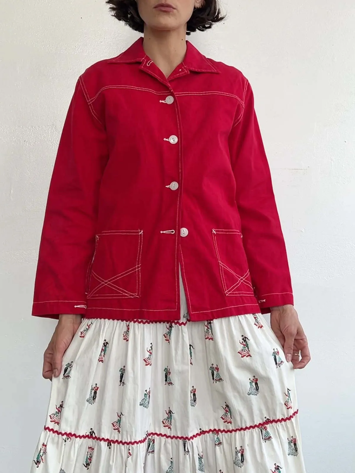 Cherry Canvas Chore Coat - Red