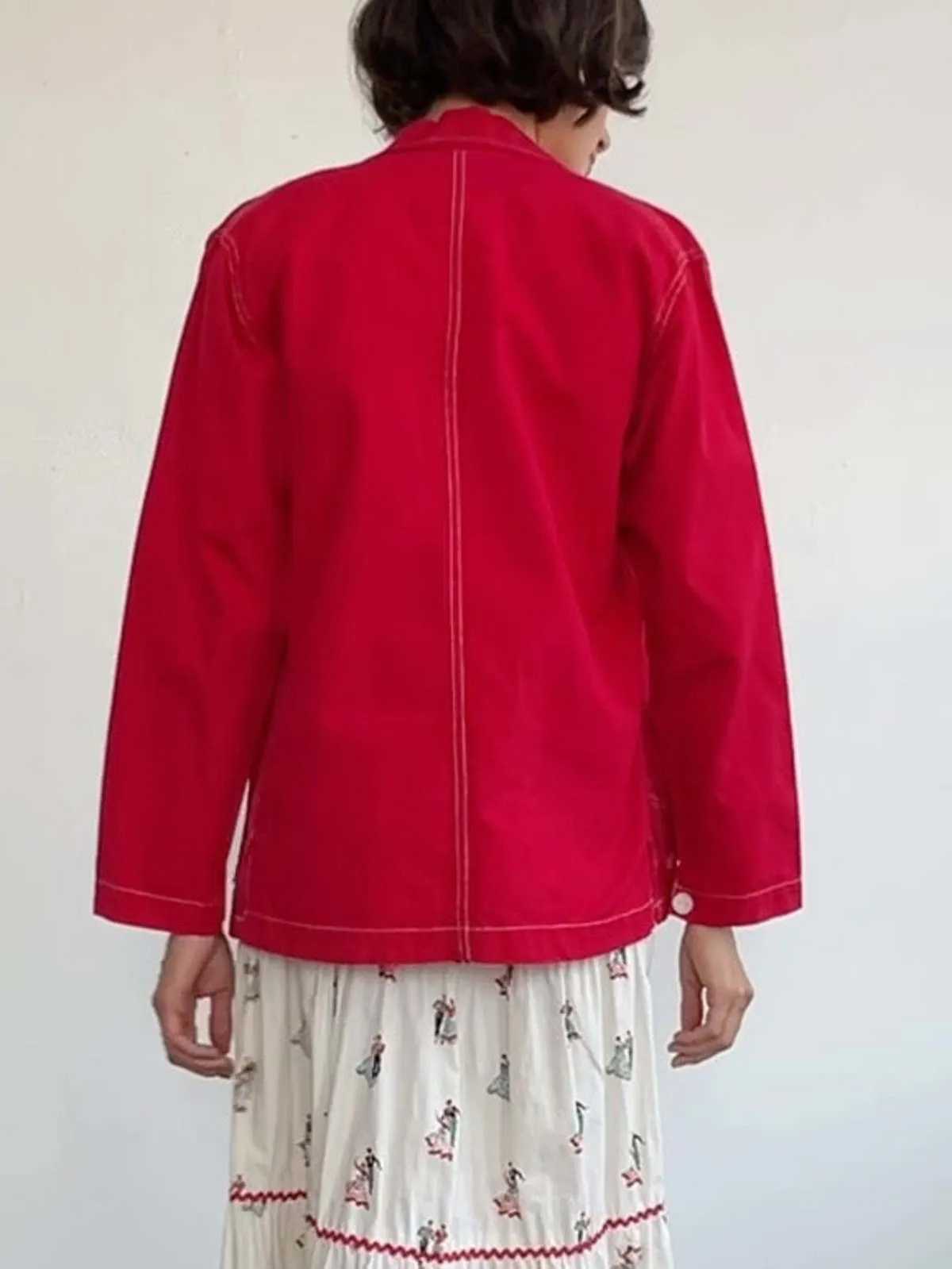 Cherry Canvas Chore Coat - Red