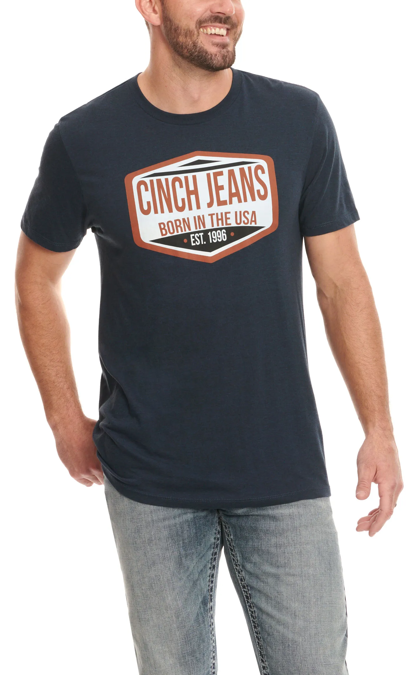 Cinch Men's Navy Born in the USA Logo Graphic Short Sleeve Logo Graphic T-Shirt