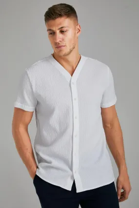 Collarless Stitch Gathered Shirt