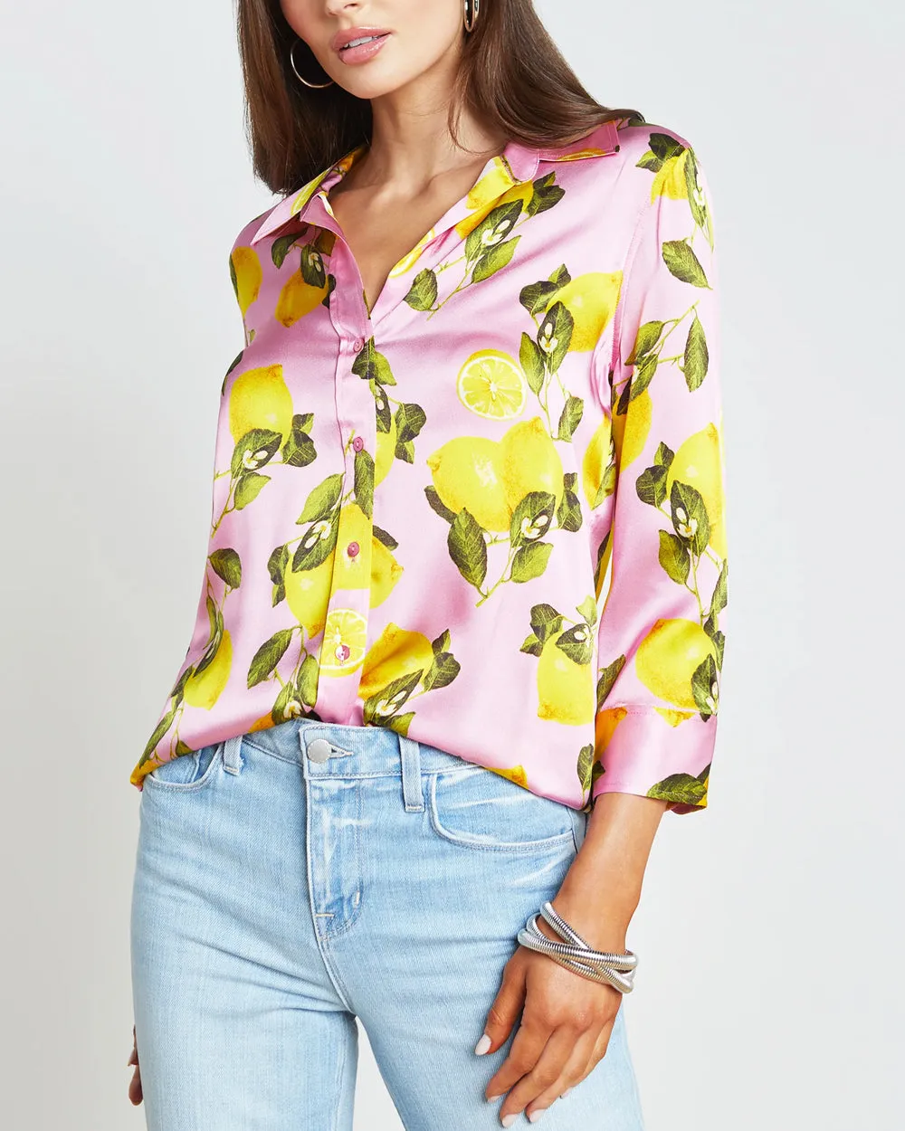 Cotton Candy Lemon Print Dani Blouse