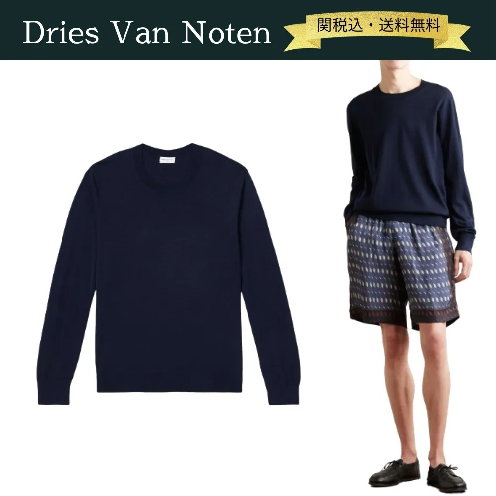 Dries Van Noten  |Crew Neck Wool Street Style Long Sleeves Plain Designers