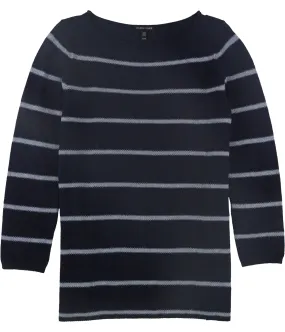 Eileen Fisher Womens Striped Boat Neck Pullover Sweater