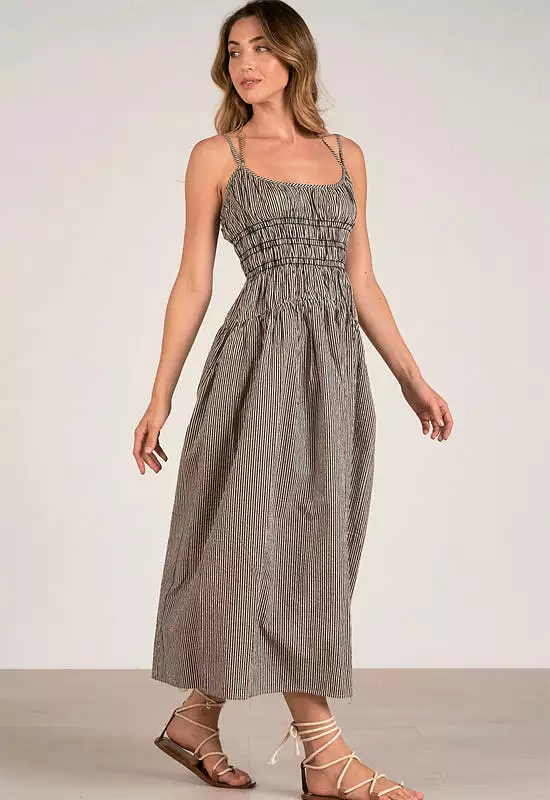 Elan - Spaghetti Strap Maxi Dress Black Off White