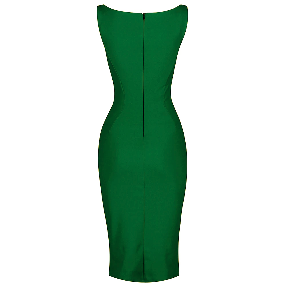 Emerald Green 40s Bodycon Sleeveless Hollywood Wiggle Dress