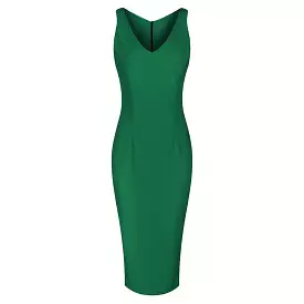 Emerald Green Sleeveless Bodycon Pencil Wiggle Dress