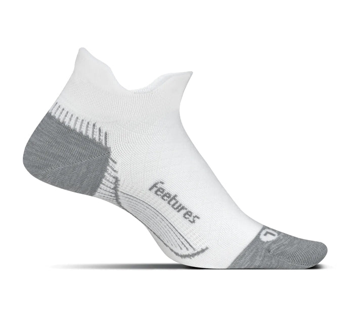 Feetures Plantar Fasciitis Relief No Show Tab Socks White