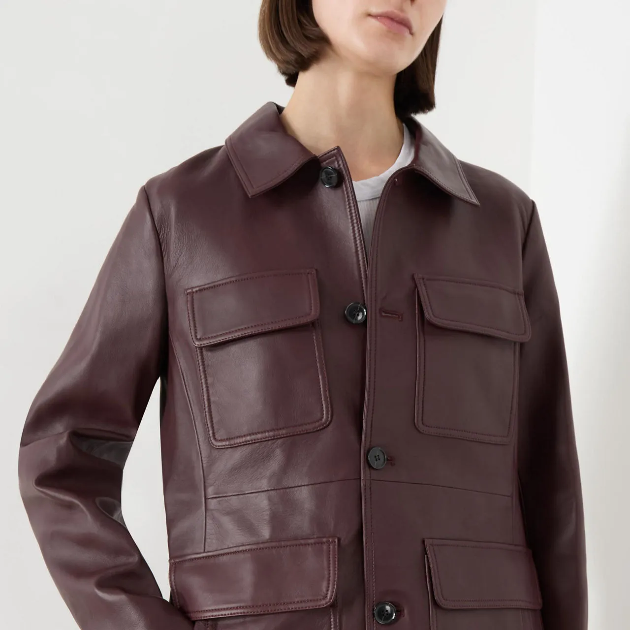 FRAME Safari Leather Jacket - Wine