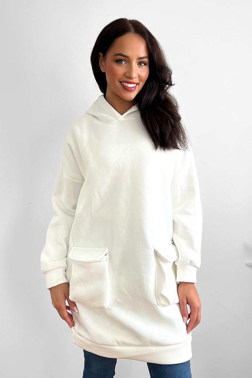 Front Pockets Oversized Midi Hoodie