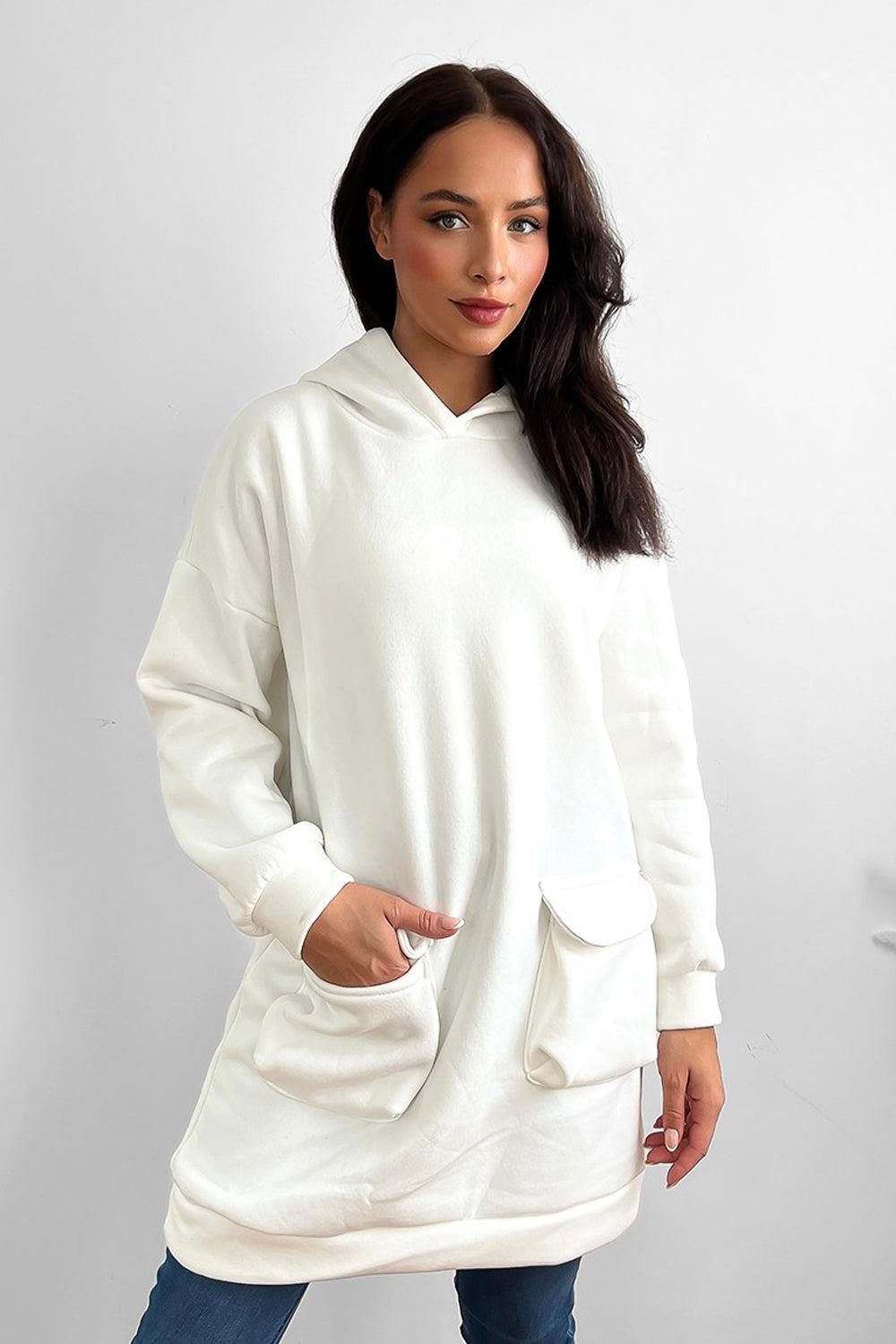 Front Pockets Oversized Midi Hoodie