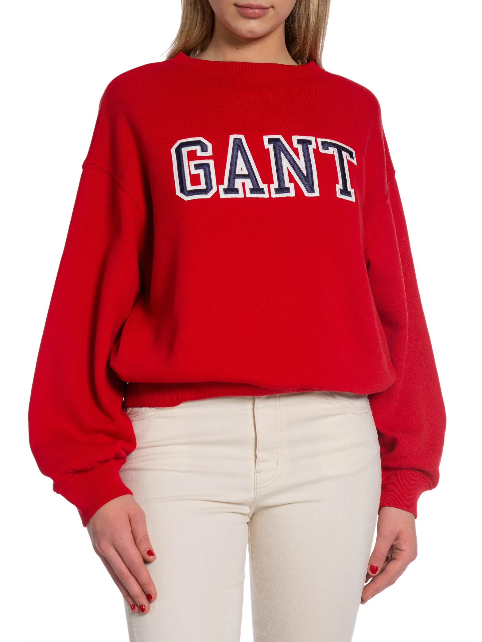 GANT SWEATER LOGO C-NECK RUBY RED