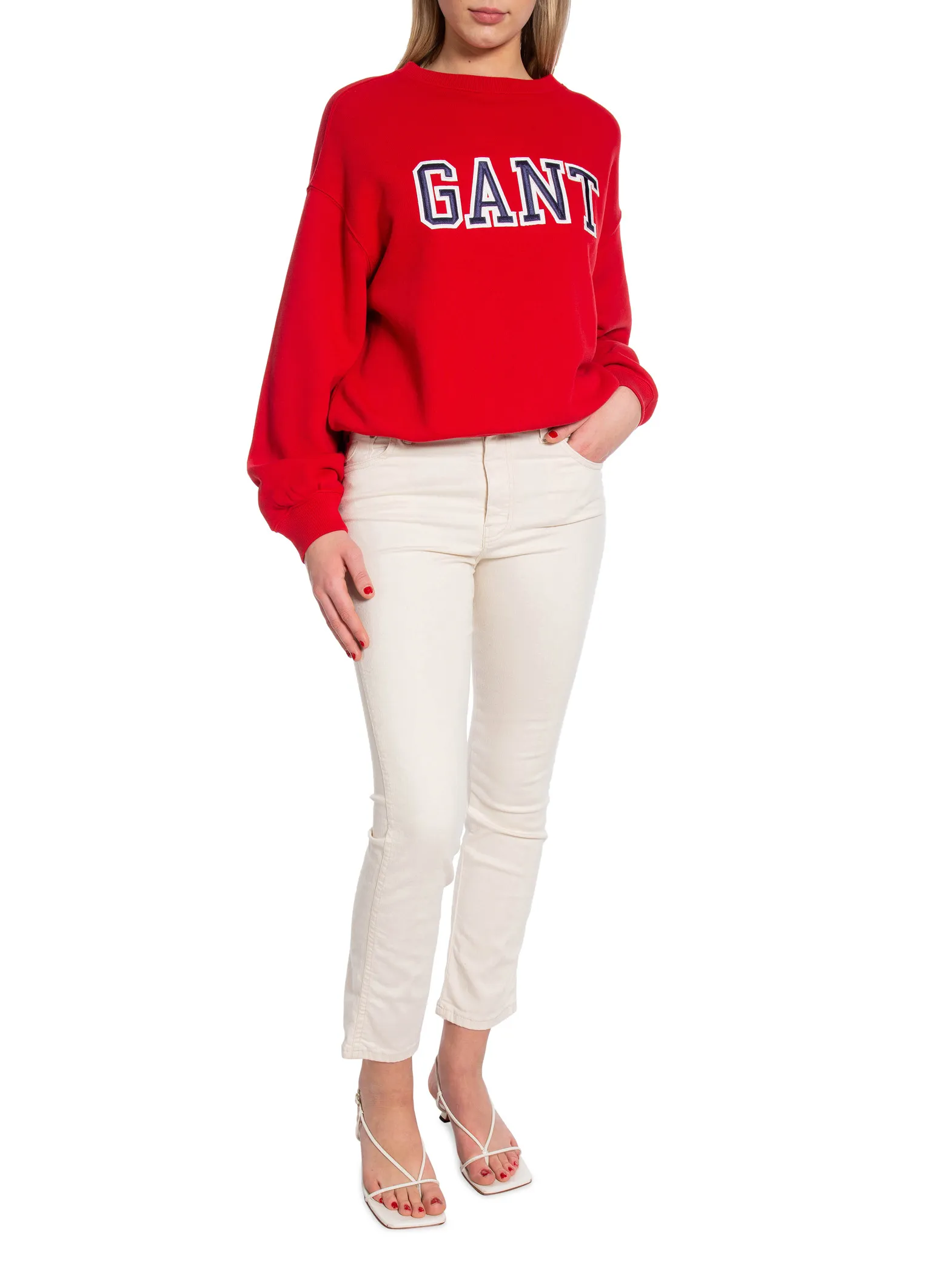 GANT SWEATER LOGO C-NECK RUBY RED