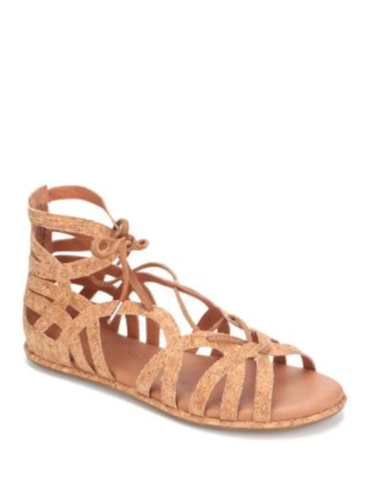 GENTLE SOULS KENNETH COLE Womens Beige Patterned Cut Out Padded Break My Heart Round Toe Lace-Up Gladiator Sandals Shoes M