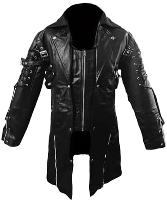 Gothic Steampunk Black Leather Jacket Coat | William Jacket