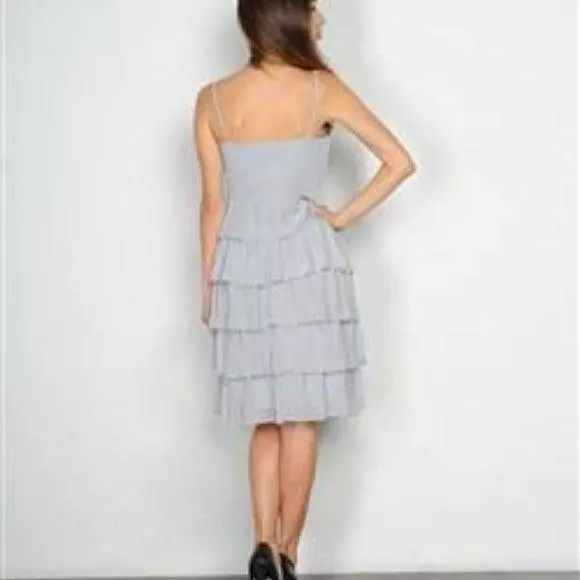 Grey spaghetti strap ruffle dress