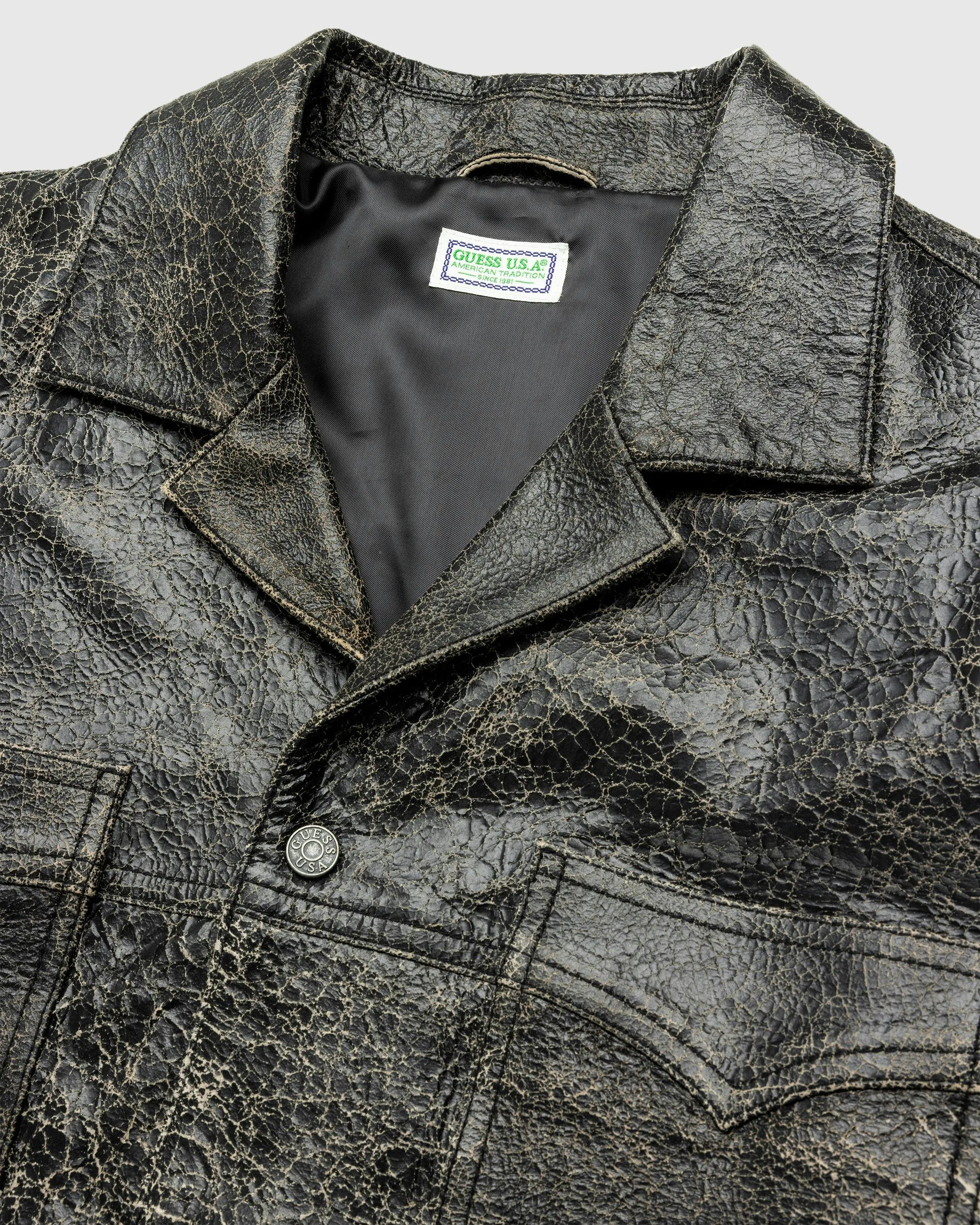 Guess USA – Crackle Leather Shirt Jet Black Multi | Highsnobiety Shop