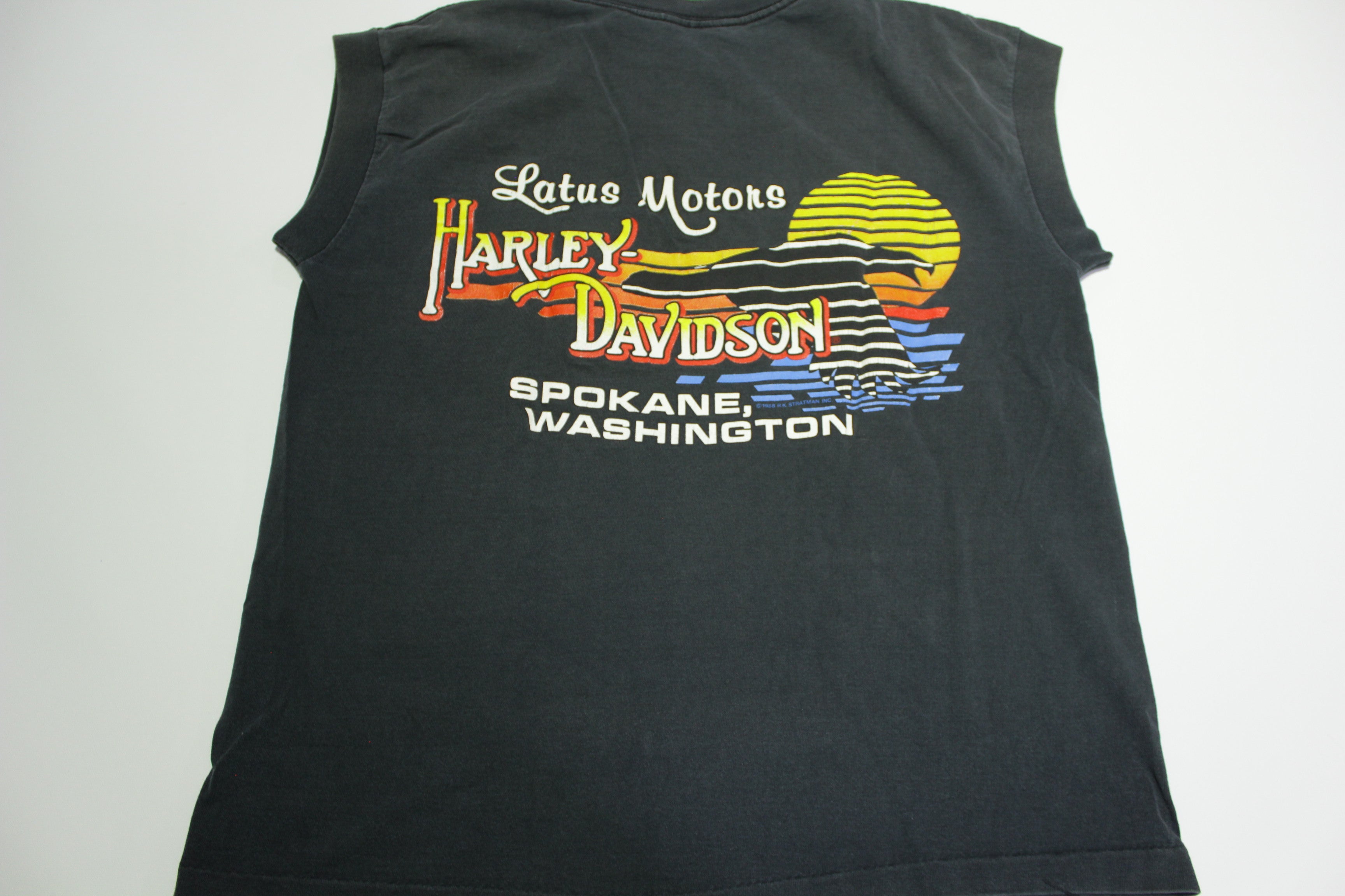 Harley Davidson Flaming Eagle Motorcycle Vintage 90's Latus 1992 USA Stratman T-Shirt