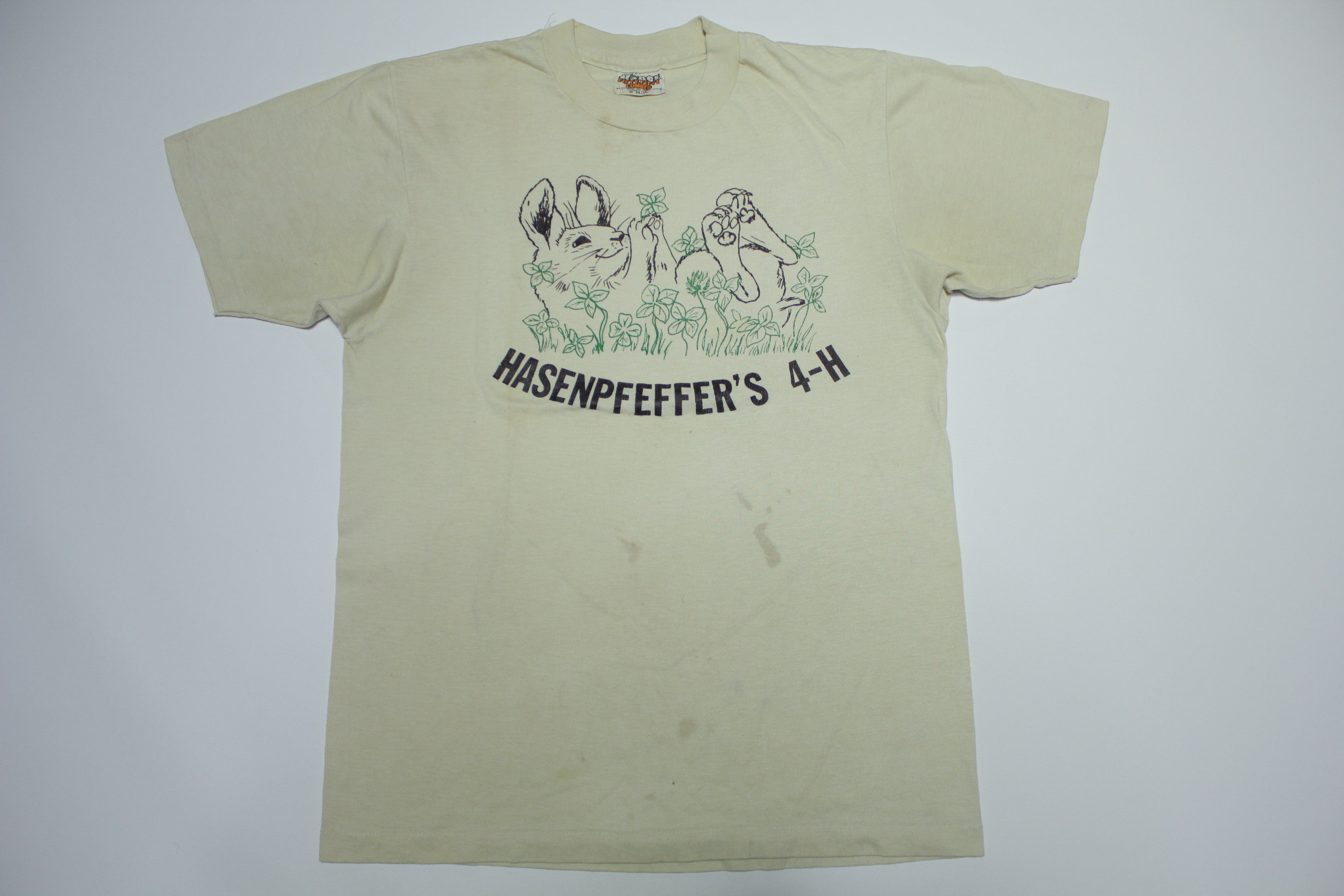 Hasenpfeffers 4-H Bunny Rabbit Vintage 80's  Hanes Fifty Fifty Combed Single Stitch T-Shirt