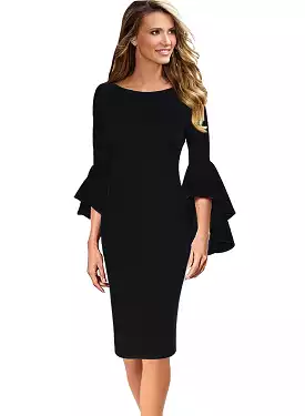 Haute Edition Women's Bell Sleeves Cocktail Party Dress