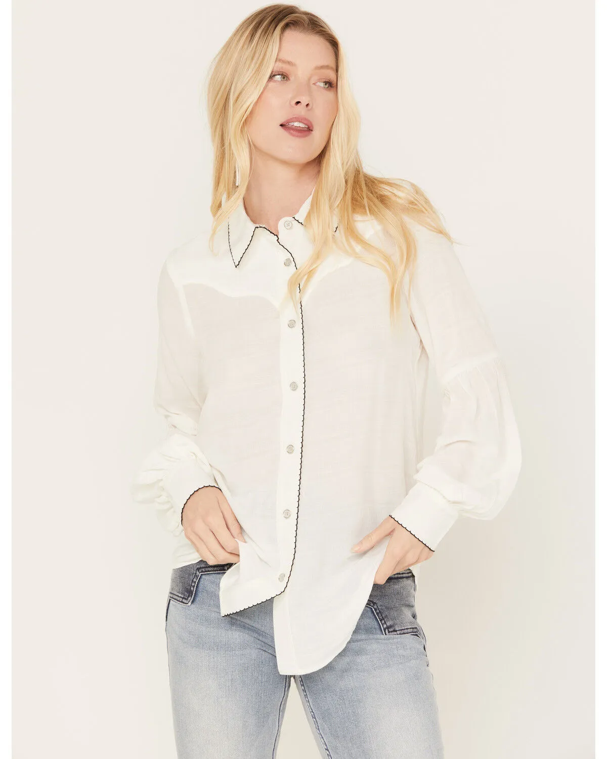 Idyllwind Women's Judson Blanket Stitch Textured Button-Down Woven Shirt