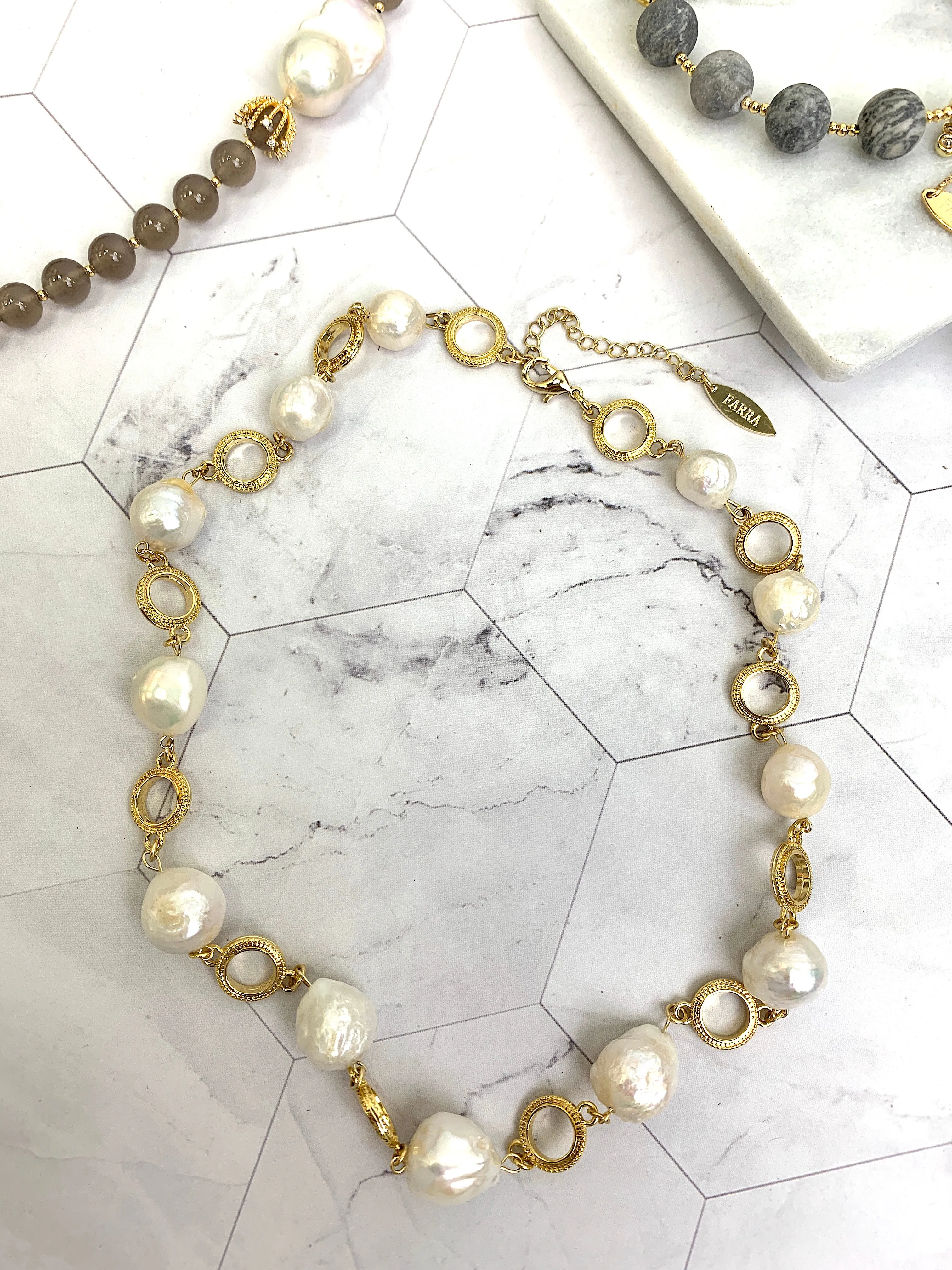 Irregular Freshwater Pearls Chain Necklace HN024