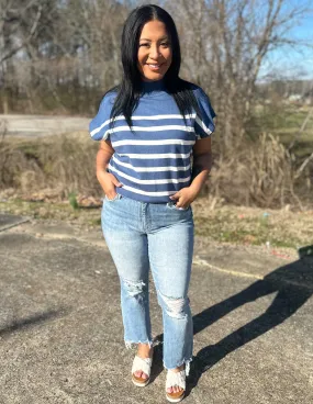 Keep On Giving Striped Top Denim