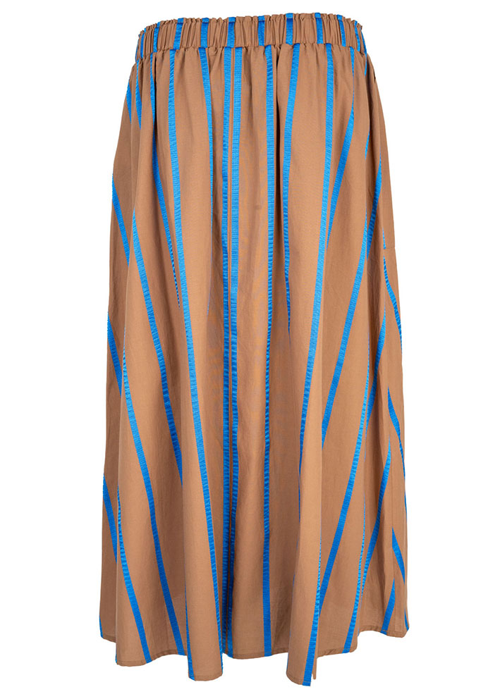 La Rouge Stinna Nederdel - Camel / Blue Stripe