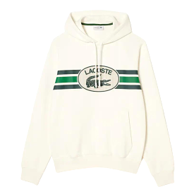 Lacoste Loose Fit Monogram Hoodie (White)